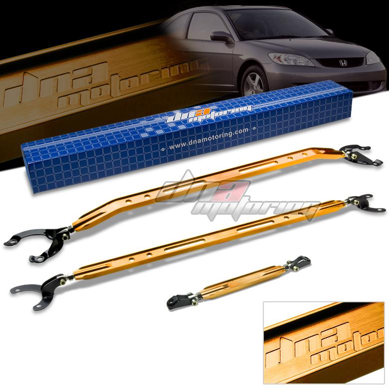 Sell 0105 CIVIC DNA GOLD 40MM ALUMINUM FRONT TOWER+REAR UPPER+LOWER STRUT BARS/BRACE in Rowland