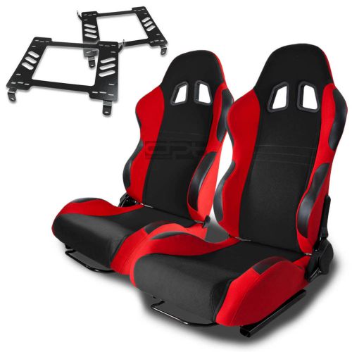 Type-7 racing seat black red woven+silder/rail+for 94-05 dodge neon sxmount x2