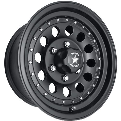 16x8 black rebel racing bandit ii 8x6.5 +0 wheels open country mt lt305/70r16