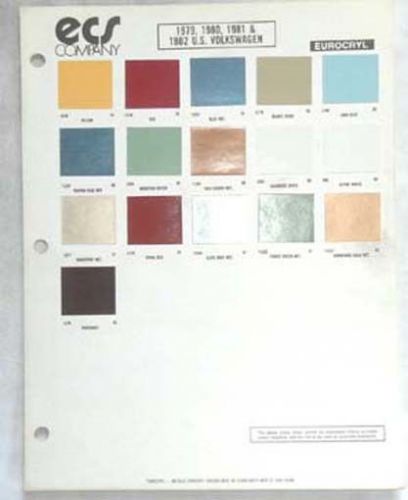 1979 - 1982 volkswagen ecs color paint chip chart all models original