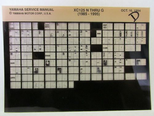 Yamaha xc125 riva 1985 - 1995 xc125n - xc125g service manual microfiche y129