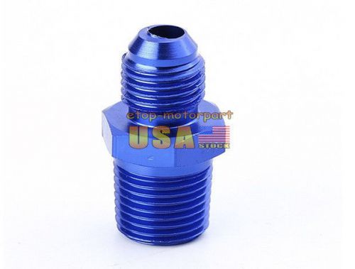 New an6 6an male flare to 3/8&#034; npt straight fuel oil fitting adapter - blue