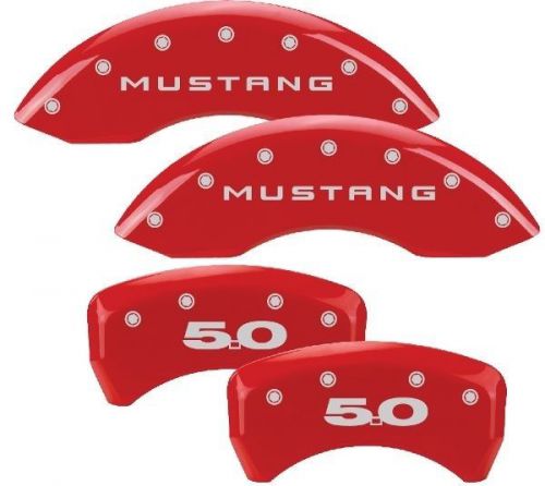 Mgp ford mustang 2011-14 5.0 logo red caliper cover 4 pc p/n 10198sm50rd