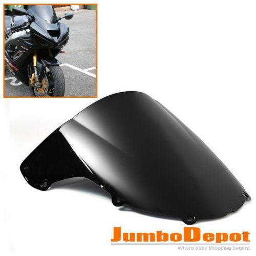 Black motorcycle windshield double bubble windscreen for kawasaki zx6r 636 03 04