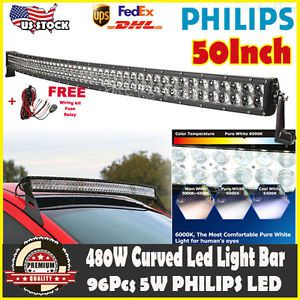 Philips 50inch 480w curved led light bar spot flood combo vs 500w 480w 390w 330w