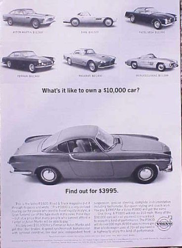 1963  volvo p1800 p 1800 original vintage ad cmy store great ads 5+= free ship