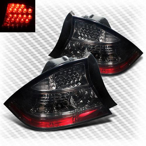 Smoked 04-05 honda civic 2 door led tail lights rear smoke brake lamp pair set