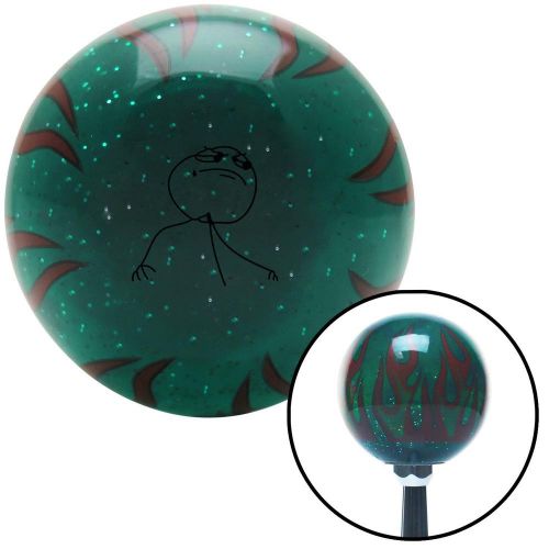 Amrs black clean fuck yea green flame metal flake shift knob w/m16x1.5 262405