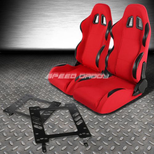 Pair type-4 reclining red pvc racing seat+bracket for 82-92 firebird trans am