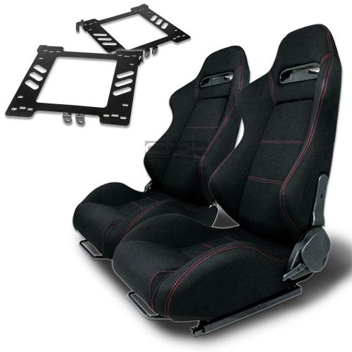 Type-r racing seat black cloth+silder/rail+for 99-05 golf/jetta mk4 bracket x2