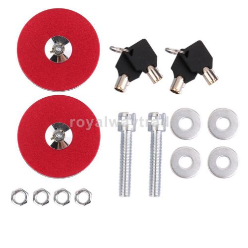 Universal racing mount bonnet hood latch pin lock key locking kit red