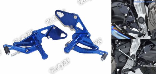 Cnc adjustable rearsets foot rest pegs rear set blue for yamaha mt-07 fz-07 rm04