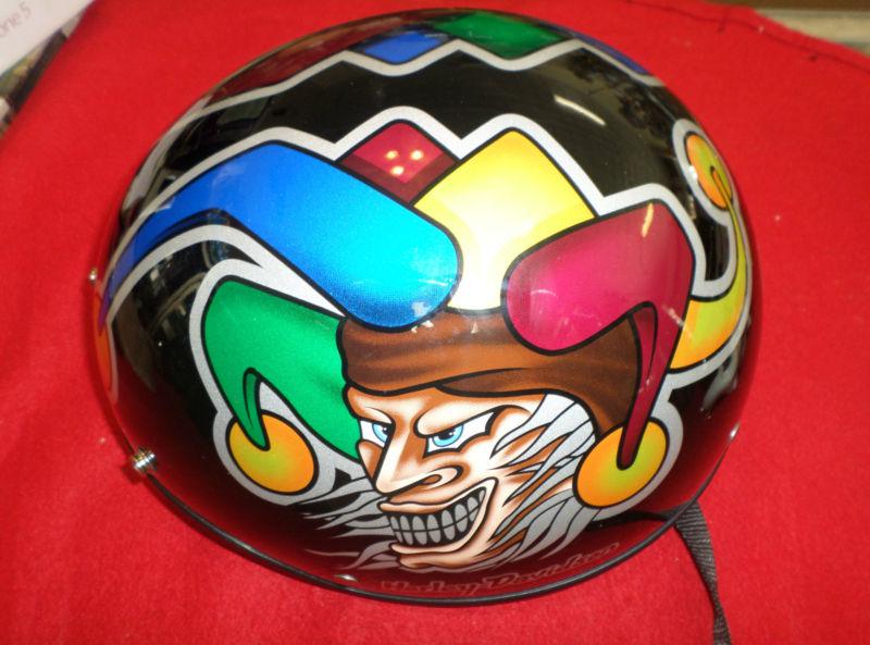 Custom harley davidson jester or joker lg motorcycle helment: free shipping!!