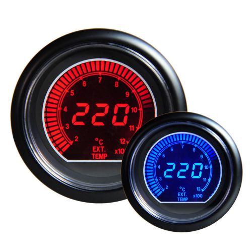 Universal 2.5&#034; 60mm exhaust gas temperature temp gauge egt blue lcd dc12v