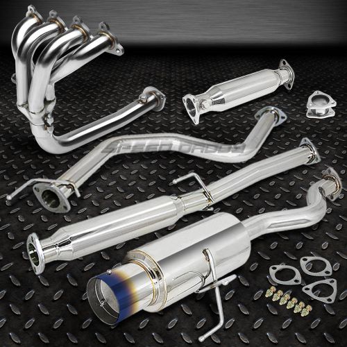 4.5&#034; burnt tip racing catback+4-1 header manifold exhaust for 92-00 civic ej/eh