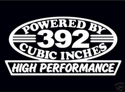 2 high performance 392 cubic inches decal set hp v8 engine emblem hemi stickers