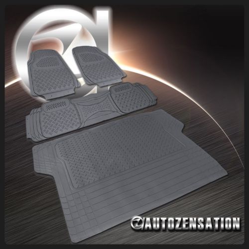 4pc front+rear+trunk gray pvc all weather heavy duty floor mats suv truck