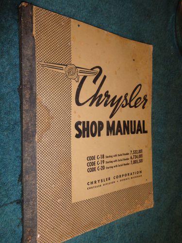 1937 chrysler shop manual / original c18 c19 c20 service book!!