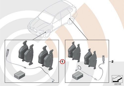 Bmw genuine front brake pads wear sensors set e53 34112180420