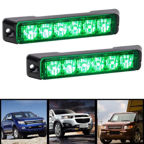 2x green 6 led truck car police emergency warning strobe flash lightbar deck