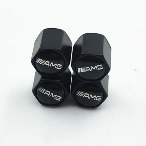 4pcs amg emblem car tire wheel valve stem caps for amg c b class sl-class black