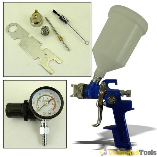 2 in 1 hvlp air spray paint urethane & primer gun  w/ regulator 1.4 & 2mm nozzle