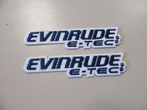 Evinrude e-tec patch pair (2) 3 7/16&#034; x 3/4&#034; navy blue / white marine boat