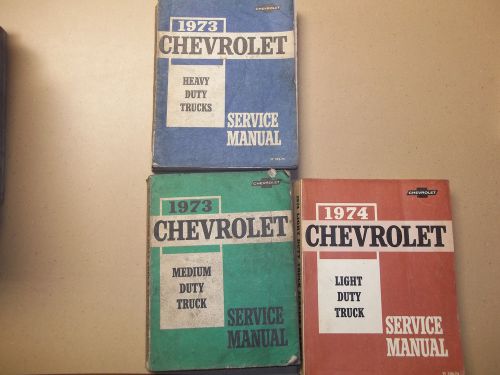 1973 chevy heavy duty/medium truck service manual &amp; 1974 light duty lot  of 3