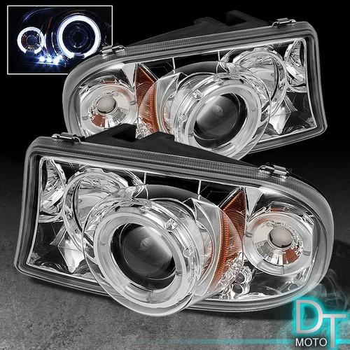 97-04 dakota durango dual halo projector led headlights w/built in corner lights