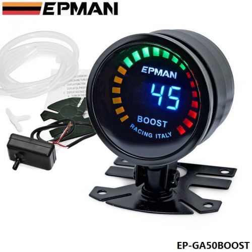 New racing 52mm smoked led psi/bar turbo boost meter gauge with sensor