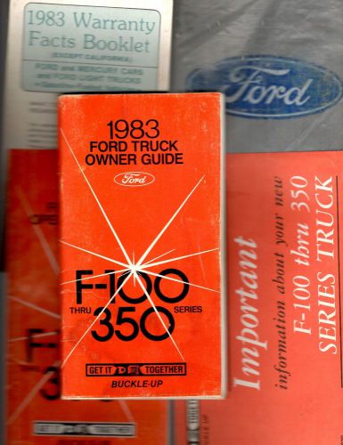 1983 ford truck owner guide f-100 thru f-350 series manual &amp; extra literature