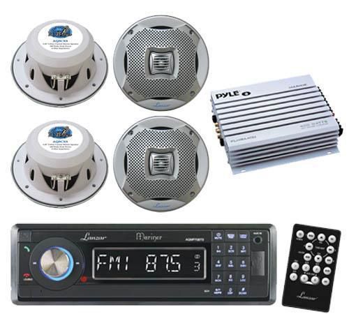 New marine detachable face am/fm radio receiver /bluetooth 4 speakers 400w amp