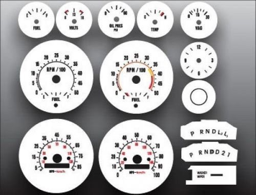 1973-1979 chevrolet truck tach w/ fuel dash instrument cluster white face gauges