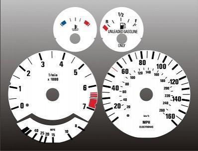 1989-1995 bmw e34 5 series instrument cluster white face gauges 89-95 525