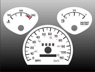 1992-1995 pontiac grand am non tach instrument cluster white face gauges 92-95