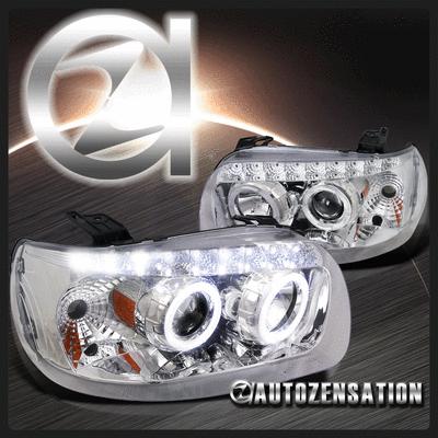 05-07 ford escape chrome dual halo smd led drl projector headlights