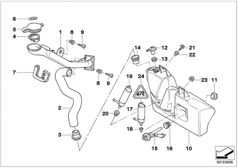 Bmw windshield washer pump 1995-2007 300 500 700 series m3 m5 z8