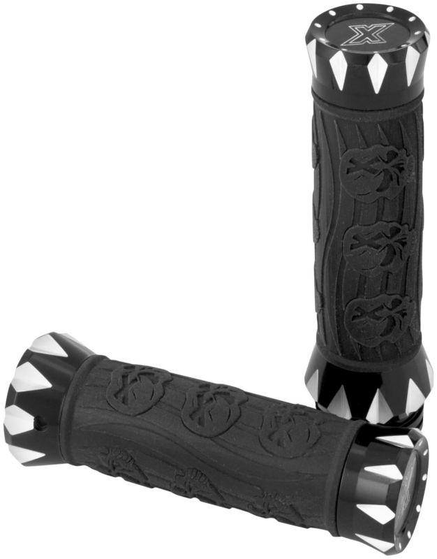 Xtreme machine black rubber vcut hand grips for 2008-2013 harley touring tbw