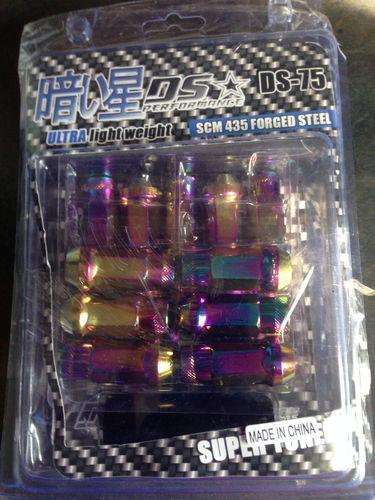 Neo chrome 16 extended aluminum racing tuner lugnuts 12x1.25 for wheels rims jdm