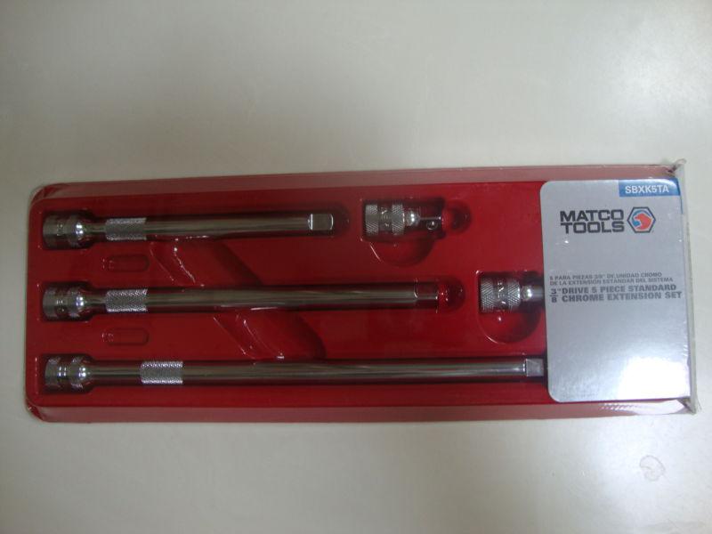 New - matco tools 3/8" drive 5 piece extension standard chrome set- sbxk5ta