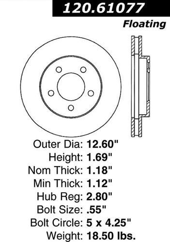 Centric 120.61077 front brake rotor/disc-premium brake rotor-preferred