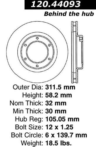 Centric 120.44093 front brake rotor/disc-premium rotor-preferred