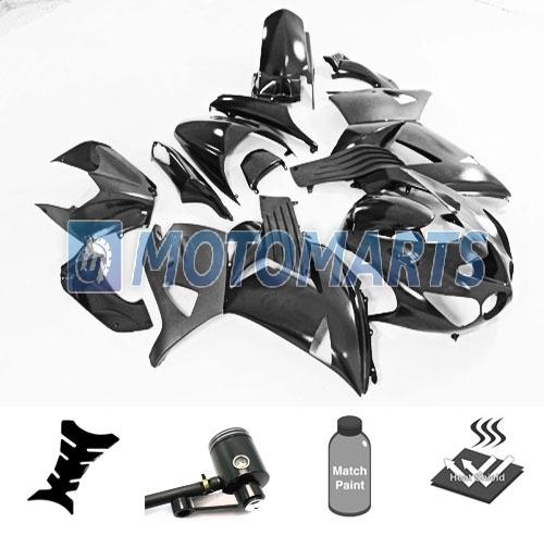 Bundle fairing kit w/ brake fluid pot for kawasaki ninja zx14 zzr1400 06-09 lblk