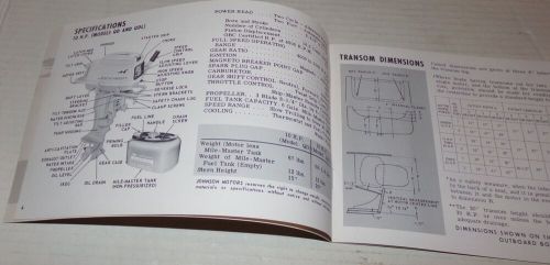 1961 johnson outboards 10 hp motor sea horse owner&#039;s manual qd / qdl booklet