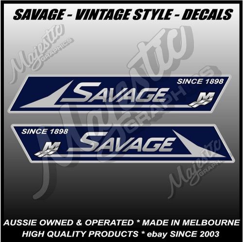 Savage - 490mm x 85mm x 2 - left &amp; right pair - boat decals / stickers - vintage