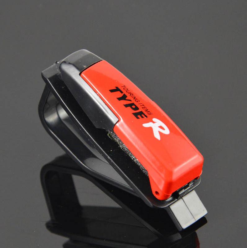 Red car vehicle sun visor eyeglasses sunglasses holder clip ticket card clip