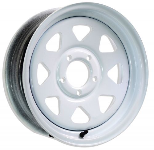 Trailer rim wheel 14 in. 14x6 5 lug hole bolt steel highway wheel white spoke