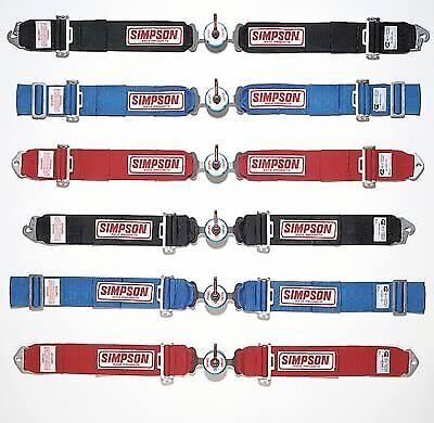 Simpson aluminum camlock lap belts clip in floor mount red harness 32022r