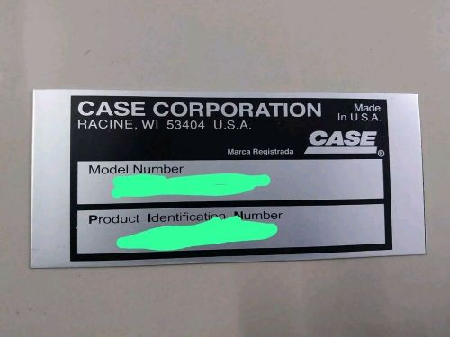 Case loader 721d id data plate aluminum engraved repro