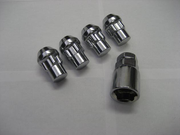 4 chrome acorn tuner wheel lug nut locks 14x1.5mm buick lacrosse regal enclave